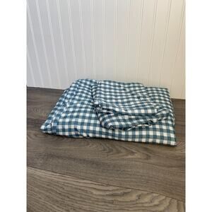 Blue White Gingham Check Duvet Cover Set Queen Size Bedding, Cover, Pillow Cases